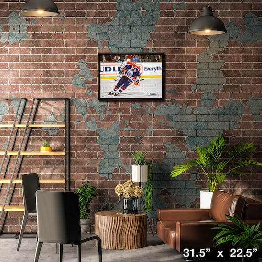 Wayne Gretzky 20" x 29" Framed Canvas Oilers Action-H 31.5" x 22.5"